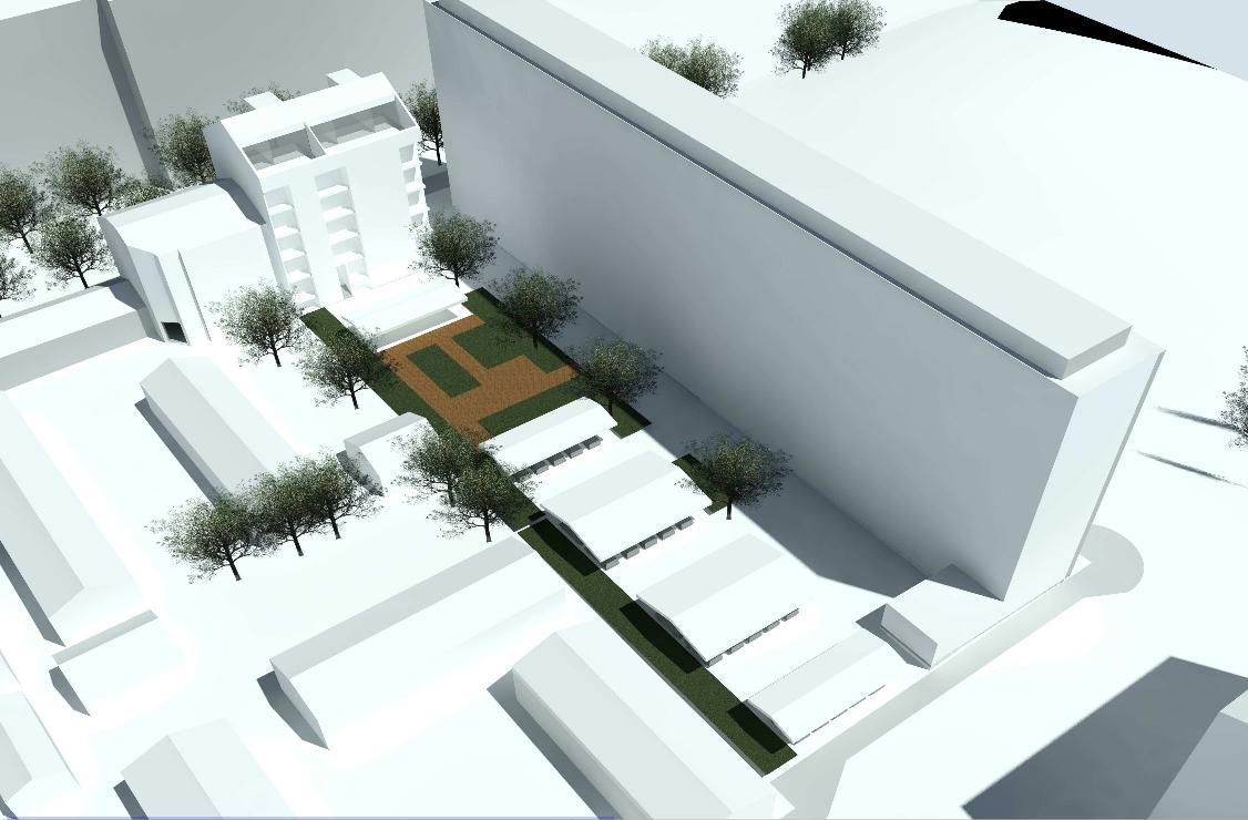 Illustration över ett nytt hus i 5,5 våningar som planeras i stadsdelen Port Arthur