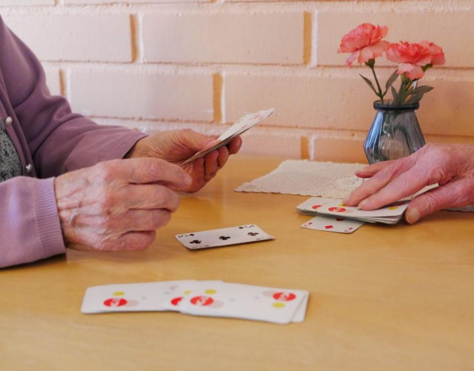 Äldre personer som spelar kort