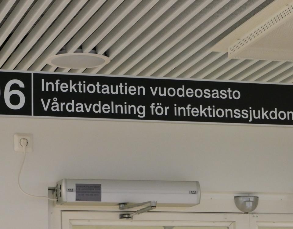 en skylt som indikerar vårdavdelning för infektionssjukdomar