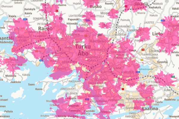 karta över 5g-områden i Åbo