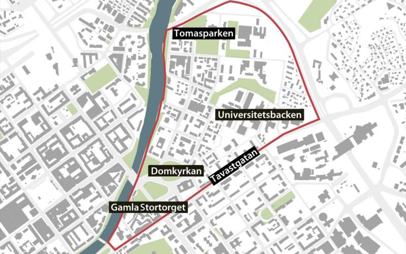 Karta över Åbo historiska kvarter