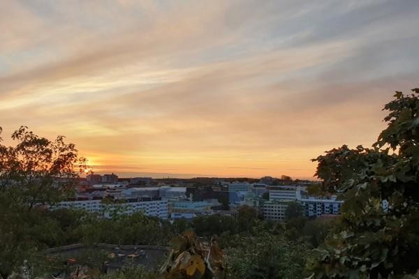 Solnedgång över Åbo stad