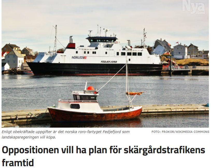 en skärmdump från tidningen Nya Åland