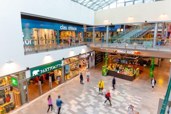 butiksyta, butiker och korridorer i ett köpcentrum