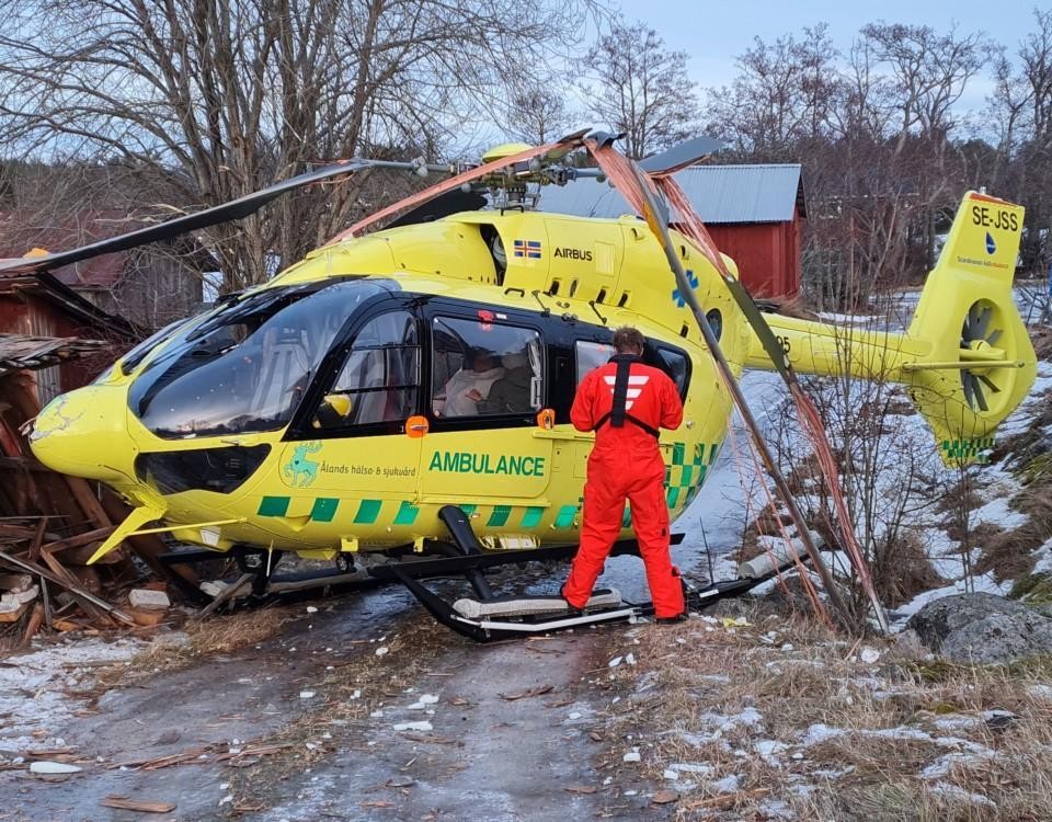 En helikopter som kraschat på Åland