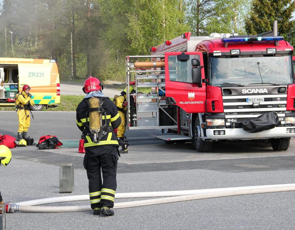 Bild från en räddningsövning i Kuopio.