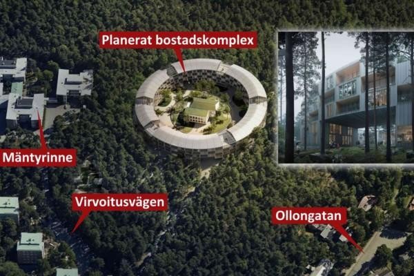 Vision om hur ett hus kunde se ut i en skogsklädd backe