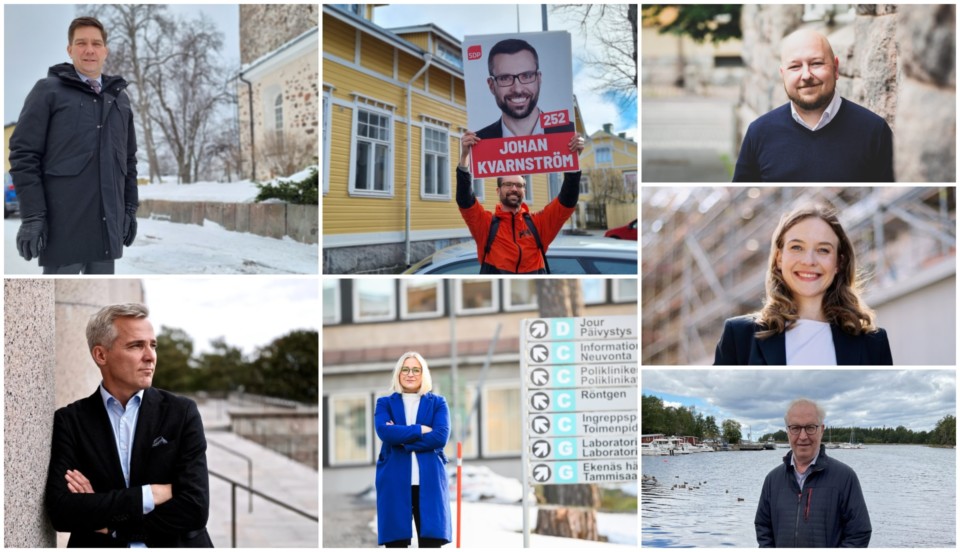 Collage med valkandidater i Nyland.