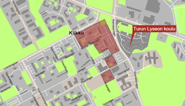 en karta över stadsdelen Kiikku i Åbo