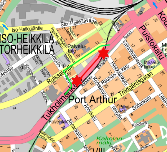 Karta över vägarbete i Åbo