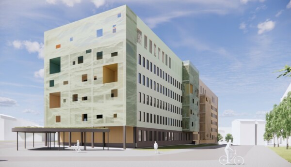 En konstruerad bild av hur ett nytt sjukhus ska se ut.