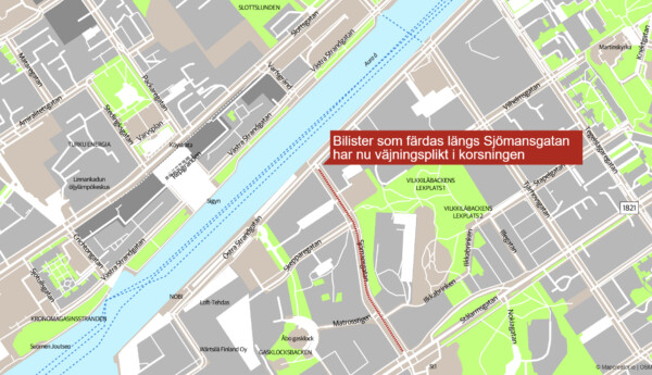 Karta över vägar i Åbo.