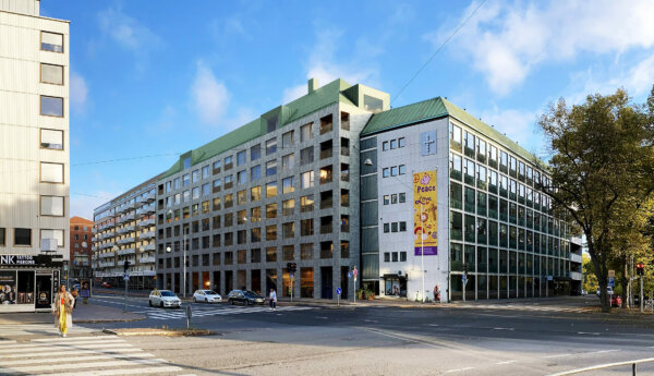 Visionsbild på ny byggnad på Aningaisgatan 1