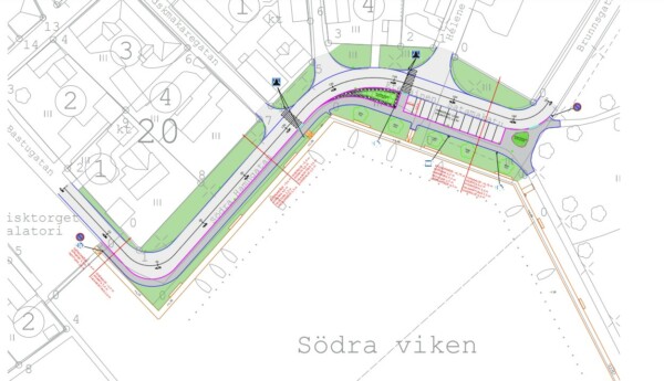 Karta över planerad gång- och cykelväg.