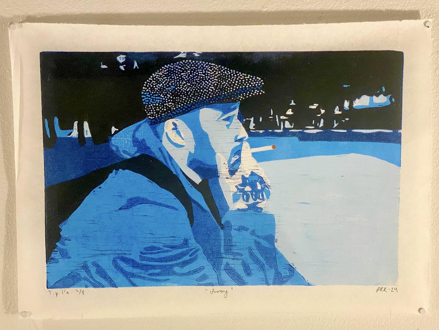 Målning av en man som röker en cigarett