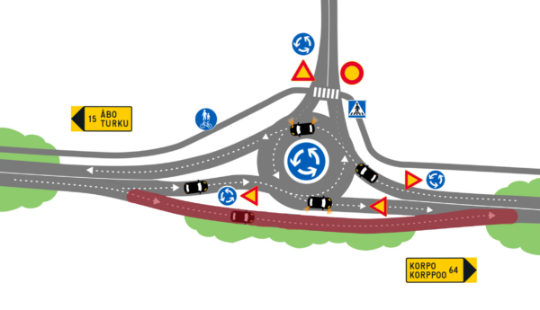 en schematisk karta över en trafikrondell